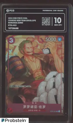 2024 One Piece Chinese New Year Envelope ST01-013 Roronoa Zoro PCG 10 GEM MINT - Image 1