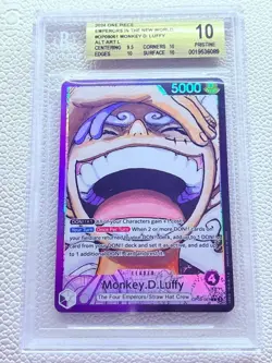 2024 One Piece MONKEY.D.LUFFY OP09-061 ALTERNATE ART BGS 10 EMPERORS NEW WORLD - Image 1