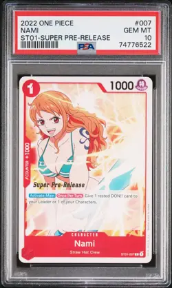One Piece Nami Super Pre-Release Stamp PSA 10 - Image 1