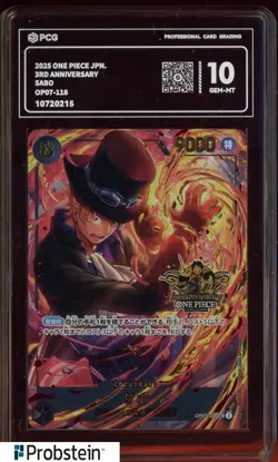 2025 One Piece Japanese 3rd Anniversary OP07-118 Sabo PCG 10 GEM MINT - Image 1