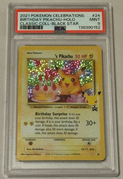 Birthday Pikachu 24 Pokemon Celebrations Black Star Promo Holo Card PSA Graded 9 - Image 1