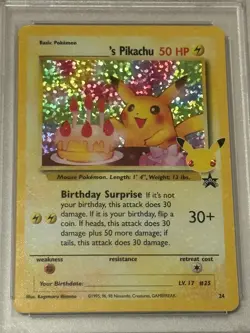 Birthday Pikachu 24 Pokemon Celebrations Black Star Promo Holo Card PSA Graded 9 - Image 2