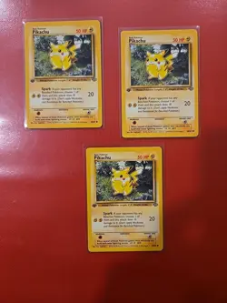 Pokemon Pikachu Base Set 1st Edition Card 60/64 50 HP Spark 20 TCG 3 Card Lot - Image 1