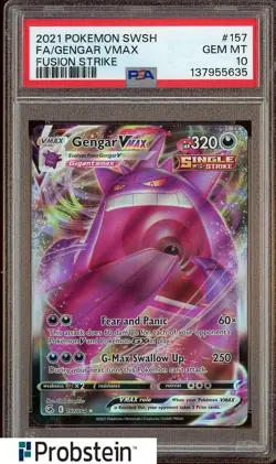 2021 Pokemon SWSH Fusion Strike #157 FA/ Gengar VMAX PSA 10 GEM MINT - Image 1
