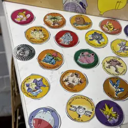 VTG Mixed Lot Pokemon Collectibles Ephemera Colored Dog Tag Cutouts Not Complete - Image 4