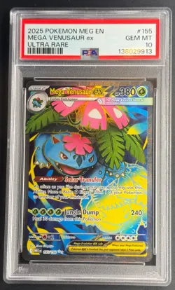2025 POKEMON MEG EN-MEGA EVOLUTION ULTRA RARE #155 MEGA VENUSAUR EX PSA 10 - Image 1
