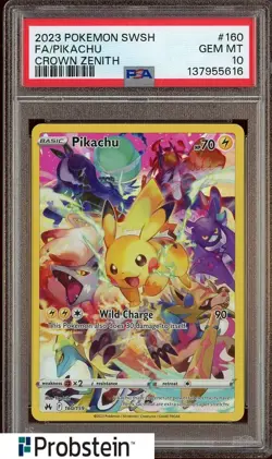 2023 Pokemon SWSH Crown Zenith #160 FA Pikachu PSA 10 GEM MINT - Image 1