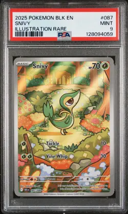 2025 POKEMON BLK EN-BLACK BOLT ILLUSTRATION RARE #087 SNIVY PSA 9 - Image 1