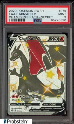 2020 Pokemon SWSH Champion's Path #079 FA/Charizard V PSA 9 MINT - Image 1