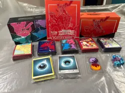 Pokemon TCG Accessories. Sleeves, Dice, Markers, Empty Boxes, Manual, energy C - Image 1