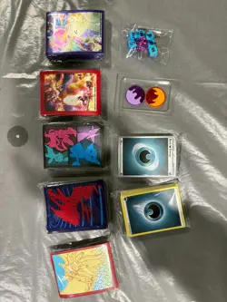 Pokemon TCG Accessories. Sleeves, Dice, Markers, Empty Boxes, Manual, energy C - Image 3