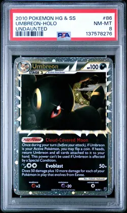 2010 POKEMON HEARTGOLD & SOULSILVER UNDAUNTED #86 UMBREON-HOLO PSA 8 - Image 1