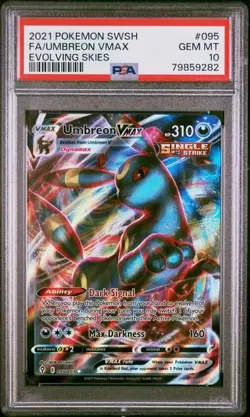 2021 Pokemon Sword & Shield Evolving Skies #095 FA/UMBREON VMAX PSA 10 - Image 1