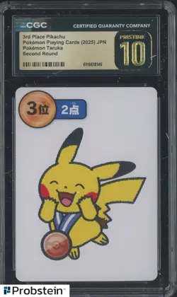 2025 Pokemon JPN Second Round Taruka 3rd Place Pikachu CGC 10 PRISTINE - Image 1