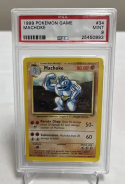 PSA 9 Mint Machoke 34/102 Pokemon 1999 Base Set - Image 1