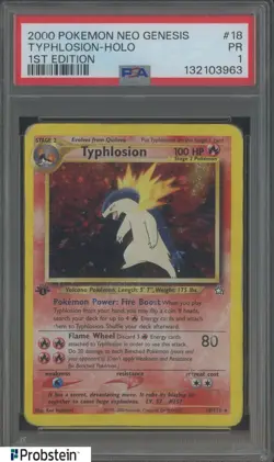 2000 Pokemon Neo Genesis 1st Edition #18 Typhlosion Holo PSA 1 PR - Image 1