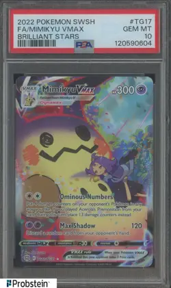 2022 Pokemon TCG SWSH Brilliant Stars #TG17 FA/Mimikyu VMAX PSA 10 GEM MINT - Image 1