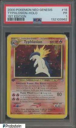 2000 Pokemon Neo Genesis 1st Edition #18 Typhlosion Holo PSA 1 PR - Image 1