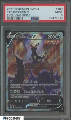 2021 Pokemon TCG SWSH Evolving Skies #189 FA/Umbreon V PSA 9 MINT - Image 1