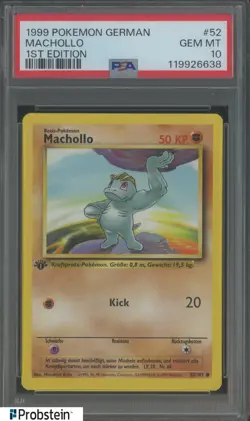 1999 Pokemon German 1st Edition #52 Machollo PSA 10 GEM MINT - Image 1