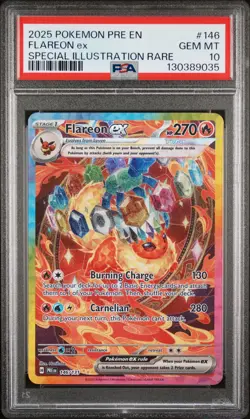 2025 POKEMON PRISMATIC EVOLUTIONS SPECIAL ILLUSTRATION RARE FLAREON EX PSA 10 - Image 1