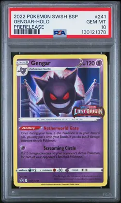 2022 POKEMON SWSH BLACK STAR PROMO PRERELEASE #241 GENGAR-HOLO PSA 10 - Image 1