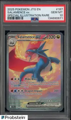 2025 Pokemon JTG EN Special Illustration Rare #187 Salamence Ex PSA 10 - Image 1