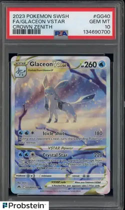 2023 Pokemon SWSH Crown Zenith #GG40 FA Glaceon VStar PSA 10 GEM MINT - Image 1