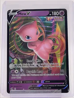 MEW V 2021 POKEMON SWORD & SHIELD FUSION STRIKE RARE HOLO 113/264 Q4339 - Image 1