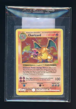 Auction #1 1999 Pokemon TCG Game Base Set Shadowless #4 Charizard Holo Rare - Image 1