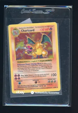 Auction #2 1999 Pokemon TCG Game Base Set Shadowless #4 Charizard Holo Rare - Image 1