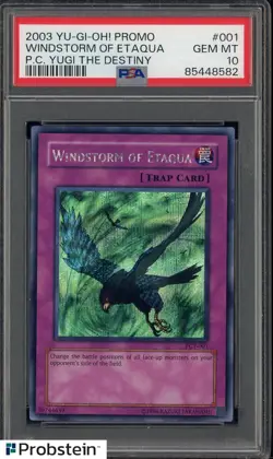 2003 YU-GI-OH! PROMO #001 WINDSTORM OF ETAQUA P.C. YUGI THE DESTINY PSA 10 - Image 1