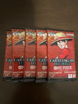 One Piece Carrying On His Will OP-13 Five 5 Booster Packs Lot English C - Image 1