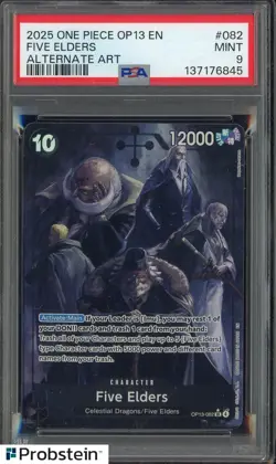 2025 One Piece OP13 En Alternate Art #082 Five Leaders PSA 9 MINT - Image 1