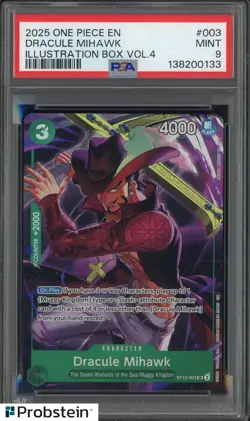 2025 One Piece EN Illustration Box Vol. 4 #003 Dracule Mihawk PSA 9 MINT - Image 1