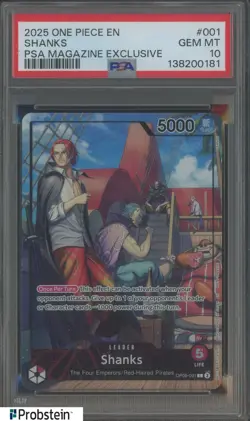 2025 One Piece En PSA Magazine Exclusive #001 Shanks PSA 10 - Image 1
