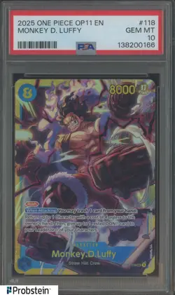 2025 One Piece OP11 EN #118 Monkey D. Luffy PSA 10 GEM MINT - Image 1