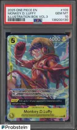 2025 One Piece EN Illustration Box Vol. 3 #109 Monkey D. Luffy PSA 10 GEM MINT - Image 1