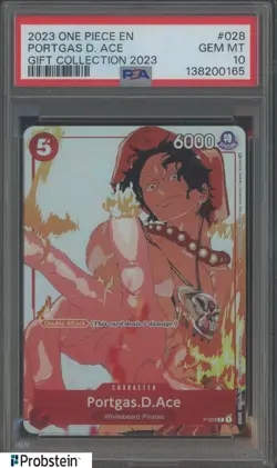 2023 One Piece EN Gift Collection 2023 #028 Portgas D. Ace PSA 10 - Image 1