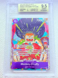 One Piece Monkey.D.Luffy Afro OP07-073 BGS 9.5 Bandai Games Fest English Promo - Image 1
