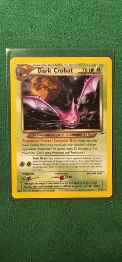 Pokemon TCG Dark Crobat holo Neo Destiny #2/105 individual card collectible - Image 1