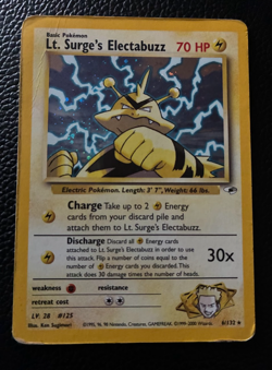 Pokemon TCG Lt. Surge's Electabuzz 6/132 Rare Holo Gym Challenge Card 2000 - Image 1
