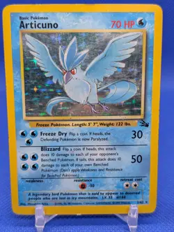 Pokemon TCG Articuno Holo Rare Card 2/62 Base Set Fossil 1999 HP - Image 1