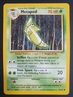 Metapod 54/102 - Base Set 1 - Pokemon Card - Excellent Condition - Image 1