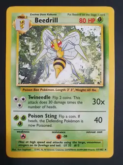 Beedrill 17/102 - Base Set 1 - Pokemon Card - Excellent Condition - Image 1