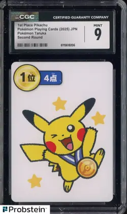 2025 Pokemon Japanese Takura Playing Cards Second Round 1st Place Pikachu CGC 9 - Image 1