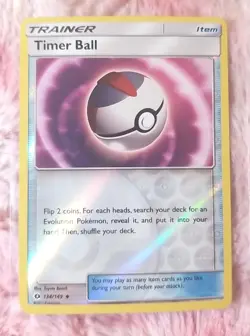 2017 Pokemon TCG Timer Ball 134/149 Reverse Holo Card Sun & Moon - Image 1