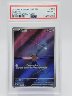 CLEFFA 2023 POKEMON OBSIDIAN FLAMES ILLUSTRATION RARE B 202/197 PSA 8 Q0004 - Image 1