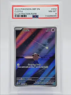 CLEFFA 2023 POKEMON OBSIDIAN FLAMES ILLUSTRATION RARE A 202/197 PSA 8 Q0004 - Image 1