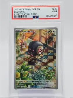 LECHONK 2023 POKEMON OBSIDIAN FLAMES ILLUSTRATION RARE 209/197 PSA 9 Q0004 - Image 1